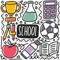 hand drawn subjects in school doodle set Royalty Free Stock Photo