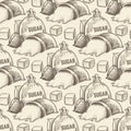 Hand drawn sugar background in sepia colors