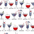 Hand drawn summer cocktail seamless pattern vector EPS10 design for fashion,fabric,web,wrapping,wallpaper and all prints Royalty Free Stock Photo