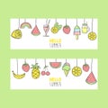 Hand drawn summer elements for banner design. Card in doodle style Royalty Free Stock Photo