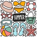 hand drawn summer holiday doodle set Royalty Free Stock Photo