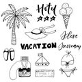 Hand drawn summer vacation doodles