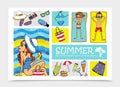 Hand Drawn Summer Vacation Elements Set Royalty Free Stock Photo