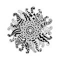 Hand drawn sun for anti stress colouring page. Royalty Free Stock Photo