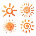 Hand drawn sun icons Royalty Free Stock Photo