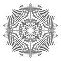 Hand drawn Sun, sunburst, starburst, light rays in line art. Bohemian symbol bursting sun rays. Magic talisman, antique style, Royalty Free Stock Photo