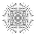 Hand drawn Sun, sunburst, starburst, light rays in line art. Bohemian symbol bursting sun rays. Magic talisman, antique style, Royalty Free Stock Photo