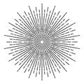 Hand drawn Sun, sunburst, starburst, light rays in line art. Bohemian symbol bursting sun rays. Magic talisman, antique style, Royalty Free Stock Photo