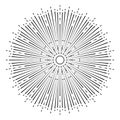 Hand drawn Sun, sunburst, starburst, light rays in line art. Bohemian symbol bursting sun rays. Magic talisman, antique style, Royalty Free Stock Photo