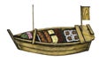 Hand drawn sushi boat illustration