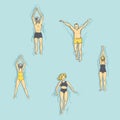 Swimmers, people in the pool. Vector illustration