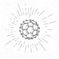 Hand Drawn Symbol of Fullerene Molecule Doodle Vector Hatch Icon Royalty Free Stock Photo