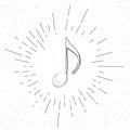 Hand Drawn Symbol of Musical Eighth Note Doodle Vector Hatch Icon Royalty Free Stock Photo