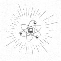 Hand Drawn Symbol of Nuclear Model of Atom Structure Doodle Vector Hatch Icon