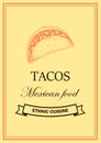 Hand drawn taco design isolated on white background. Vector illustration in sketch style Royalty Free Stock Photo