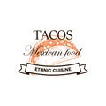 Hand drawn taco logo isolated on white background. Vector illustration in sketch style Royalty Free Stock Photo