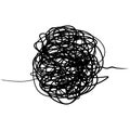 Hand drawn of tangle scrawl sketch.Abstract scribble, chaos doodle pattern Isolated on white background. Vector illustration