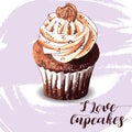 Hand drawn of tasty Cupcake.