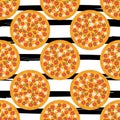 Hand drawn tasty pizza circles vector seamless pattern. Modern stylish repeating fast food service elements background. Isolated