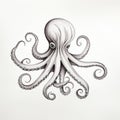 Hand-drawn Tattoo Style Octopus: Dark, Gray, And Humorous Ink Painting