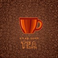 Hand drawn tea and coffee background