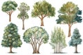 Hand-Drawn Teak Tree Forest Collection .