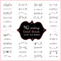 Hand drawn text dividers vector doodle. Wedding dividers clip art for invitation.