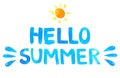 Hand drawn text hello summer. Blue vector Royalty Free Stock Photo