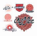 Hand drawn text labels for tea, coffee and sweets Royalty Free Stock Photo