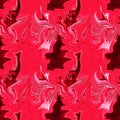 Hand drawn texture with liquid paint. Red and crimson abstract marble seamless pattern background, interesting structure.