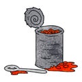 hand drawn textured cartoon doodle of an opened can of beans Royalty Free Stock Photo