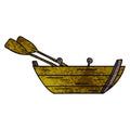 hand drawn textured cartoon doodle of a wooden row boat Royalty Free Stock Photo