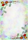 Hand drawn textured floral background.Crumpled paper with rose and leaves.Template for letter or greeting card Royalty Free Stock Photo