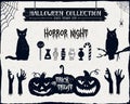 Hand drawn textured Halloween icons set. Royalty Free Stock Photo