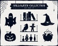 Hand drawn textured Halloween icons set. Royalty Free Stock Photo