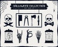 Hand drawn textured Halloween icons set. Royalty Free Stock Photo