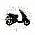 Hand drawn textured icon with scooter vector illustration