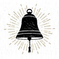 Hand drawn textured icon with ship`s bell vector illustration