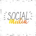 Hand drawn textured social media icons set. Vector illustration isolated on white