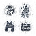 Hand drawn textured vintage labels set of vector illustrations. Royalty Free Stock Photo