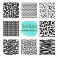 Hand drawn textures. Scribble squiggle ink pen seamless vector scratchy endless backgrounds Royalty Free Stock Photo