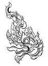 Hand drawn Thai Dragon isolate vector. Royalty Free Stock Photo