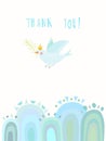 Hand drawn thank you card executed in a decorative style