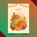 hand drawn thanksgiving cards collection vector design illustration Royalty Free Stock Photo