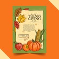 hand drawn thanksgiving vertical poster template vector design illustration