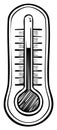 Hand Drawn Thermometer Black and White Illustration Showing Temperature Measurement Tool Royalty Free Stock Photo