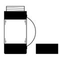 Hand drawn thermos. Equipment for keeping food and drinks hot. Doodle style. Vector