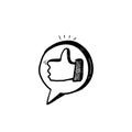 Hand drawn thumb up symbol for like button icon illustration with doodle style vector isolated Royalty Free Stock Photo