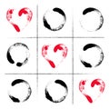 Hand drawn tic tac toe game.Happy Valentines day illustration. Love game. Toe and diagonal of hearts. Hand drawn brush.