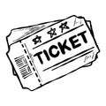 Hand drawn ticket icon. Doodle ticket vector illustration in line art style Royalty Free Stock Photo